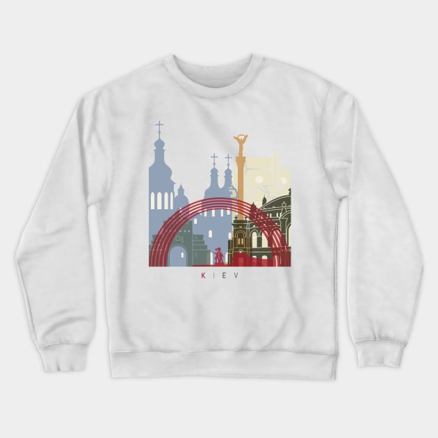 Kiev skyline poster Crewneck Sweatshirt by PaulrommerArt